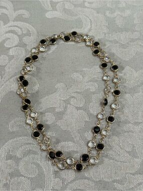 Vintage Necklace with Black and Clear Stones